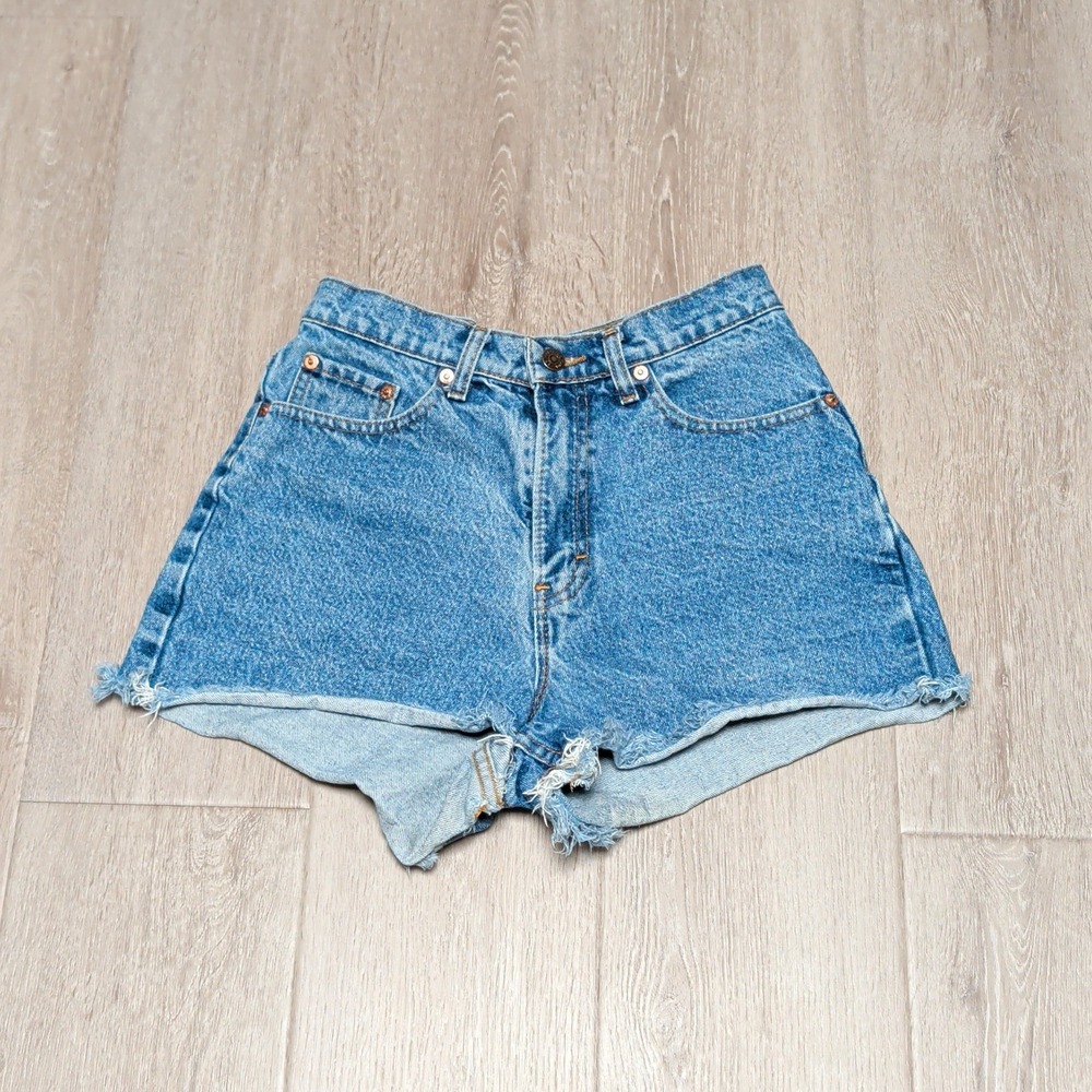 Vintage Jordache High Waisted Denim 3" Shorts Medium Wash Cut Off Blue‎ 9/10 Y2K